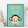Childrens 'Have Fun' Monkey Print, thumbnail 1 of 3