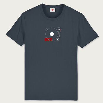 Turn Grey Organic Record Player T Shirt, 2 of 7