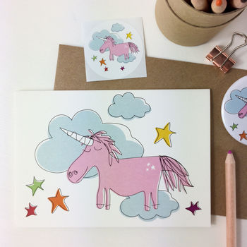 Unicorn Card With Sticker, 3 of 4