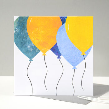 Mustard And Blue Balloons Birthday Card, 4 of 9