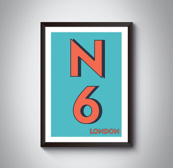 N6 Camden, Harringay London Postcode Print, 3 of 10
