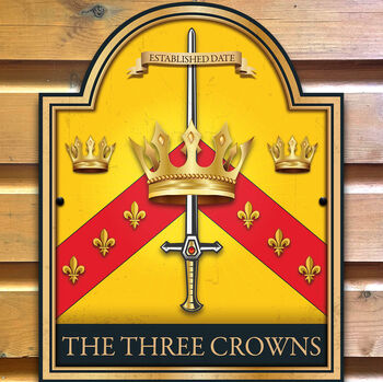 Three Crowns Personalised Home Pub Sign Man Cave Sign, 2 of 10