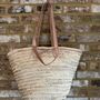 Handwoven Straw Market Bag With Long And Short Natural Leather Handles, thumbnail 2 of 6