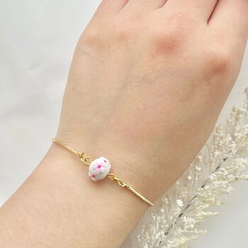 Handmade Cherry Blossom Clay Adjustable Bracelet, 3 of 8