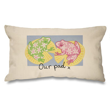 'Our Pad' Personalised Frog Cushion New Home Gift, 3 of 4