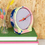 Neon Marbled Jesmonite Clock With Lilac Face, thumbnail 4 of 6