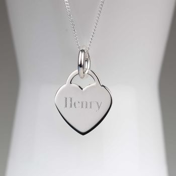 Engraved Silver Heart Necklace, 2 of 5