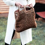 Straw Tote Bag Eco Friendly With Wooden Handles, thumbnail 4 of 12