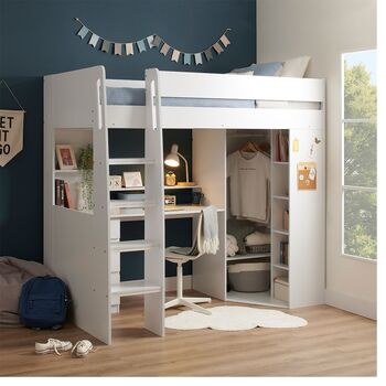 Harper High Sleeper Bed With Desk, Wardrobe And Storage, 2 of 10