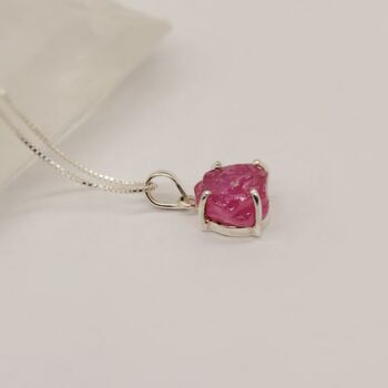 Raw Ruby Pendant Sterling Silver Chain Necklace, 10 of 12