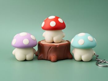 Cute Mushroom Fidget Clicker Keychain | 3D Printed Toadstool Stress Reliver | Kawaii Desk Mechanical Switch Clicker | Cottagecore Gift, 3 of 6