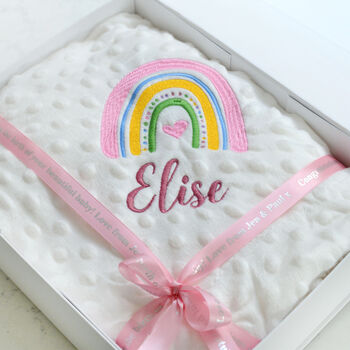 Personalised Embroidered Rainbow Baby Blanket With Name, 3 of 11