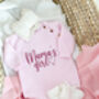 Mama's Girl/Boy Or Daddy's Girl/Boy Embroidered Baby Long Sleeve Knitted Romper, thumbnail 6 of 12
