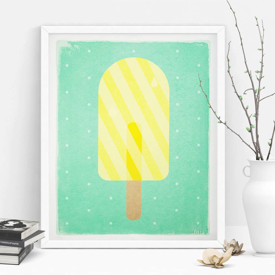 ice lolly with polka dots giclée art print by duke & rabbit