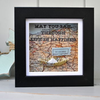 Personalised Coastal Map Paper Boat Picture Frame, 8 of 12