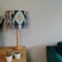 Blue Ikat Design Handmade Lampshade Blues Grey Beige Fabric Table Floor Or Ceiling Pendant, thumbnail 1 of 5