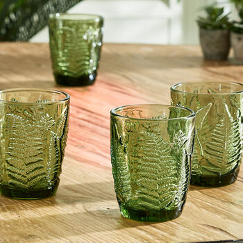 Botanical Green Fern Leaf Glassware, 5 of 8