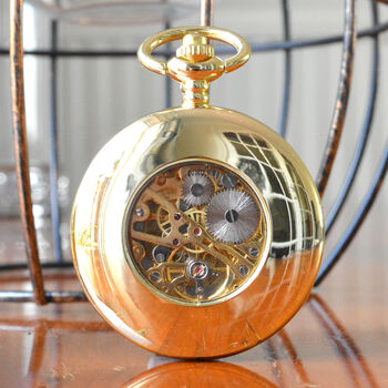 Gold Engraved Pocket Watch With Windowed Back, 3 of 4