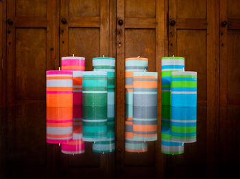 Striped Eco Pillar Candles 15cm And 10 Cm Tall, 2 of 12