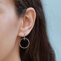 Sterling Silver Large Dangle Circle And Bar Stud Earrings, thumbnail 1 of 10