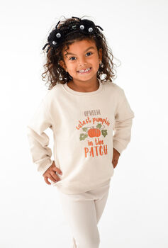 Child's Halloween 'Cutest Pumpkin In The Patch' Embroidered Personalised Sweatshirt Jumper, 10 of 10
