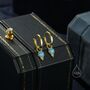 Vintage Inspired Blue Opal Charm Hoop Earrings, thumbnail 4 of 10