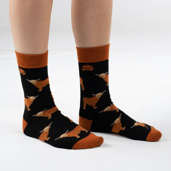 Bamboo Socks | Highland Cow Socks | Farm Animal, 2 of 4