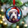 Bedlington Terrier In Santa Hat Suncatcher Decoration, thumbnail 4 of 6