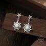 Sterling Silver White Opal Sun And Star Dangle Stud Earrings, thumbnail 1 of 10