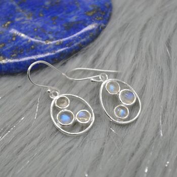 Rainbow Moonstone Earrings: Gold Or Silver Drop, 7 of 12