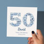 Blue Star Personalised 50th Birthday Card, thumbnail 1 of 5