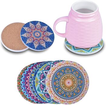 Set Of Eight Mandala Flower Ceramic Coasters, 5 of 5