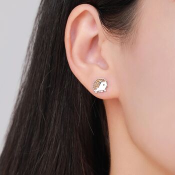 Sterling Silver Enamel Hedgehog Stud Earrings, 6 of 11
