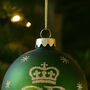 Royal King Matte Green Glass Christmas Bauble Ornament, thumbnail 4 of 5