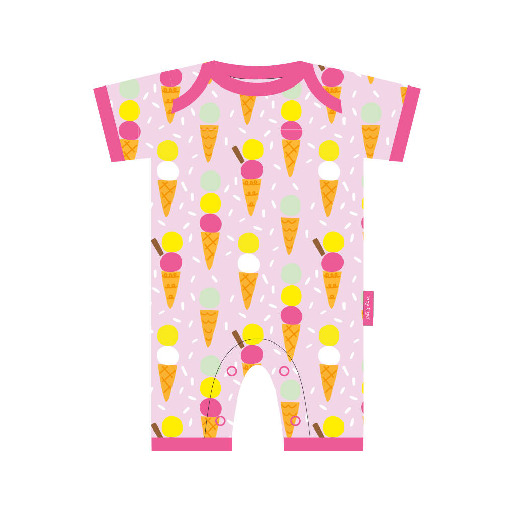 Organic Cotton Ice Cream Print Romper By Toby Tiger