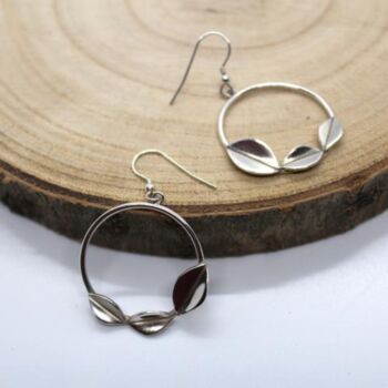 Geometric Leaf Drop Earrings In Sterling Silver, 7 of 8