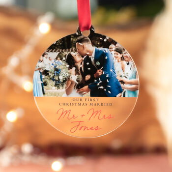 Personalised First Christmas As Mr And Mrs Married Bauble, 3 of 5