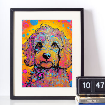 Colourful Cockapoo Dog Portrait Illustration Print, 2 of 3