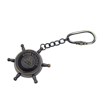 Gunmetal Ship Wheel Compass Keyring Gift, 6 of 6