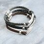 Personalised Men's Leather Slim Bar Bracelet, thumbnail 4 of 10