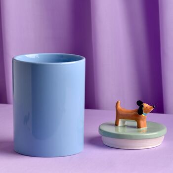 Blue Ceramic Dog Treat Jar, 2 of 4