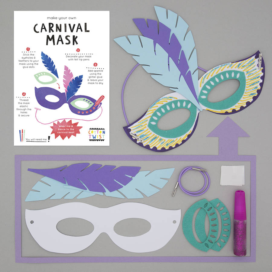 make your own carnival mask kit by cotton twist