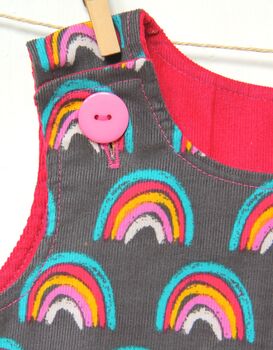 Reversible Pinafore Dress Rainbow Needlecord, 5 of 8