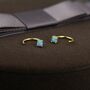 Blue Opal Huggie Hoop Earrings In Sterling Silver, thumbnail 6 of 12