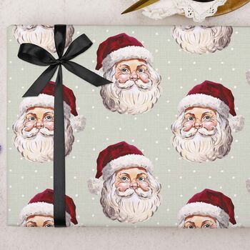 Three Sheets Of Traditional Santa Christmas Wrapping Paper, 2 of 2