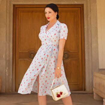 Peggy Dress In Powder Blue Rose 1940s Vintage Style, 2 of 2