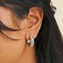 Blue Cloisonné Hoop Earrings In Silver Plating, thumbnail 1 of 6