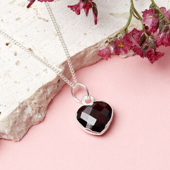 Sterling Silver Heart Garnet Gemstone Necklace, 2 of 7