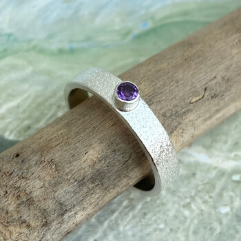 Amethyst February Birthstone Ring Textured Sterling Silver, 7 of 11