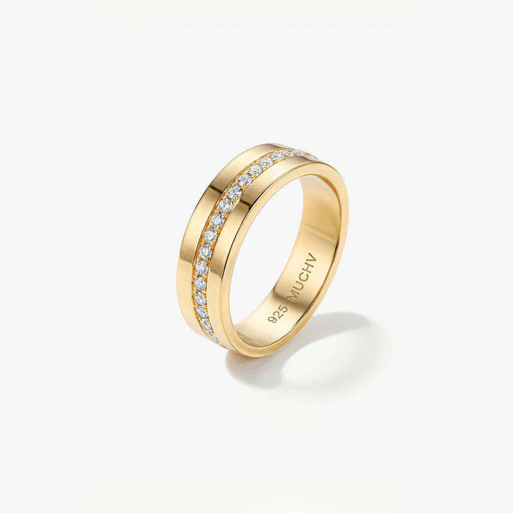 Women's Thick Ring With Stones In 18k Gold, 1 of 3